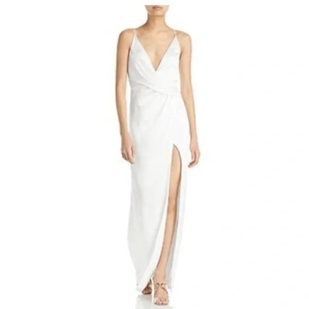 Aidan By Aidan Mattox Surplice Neckline Slit Gown- US 4